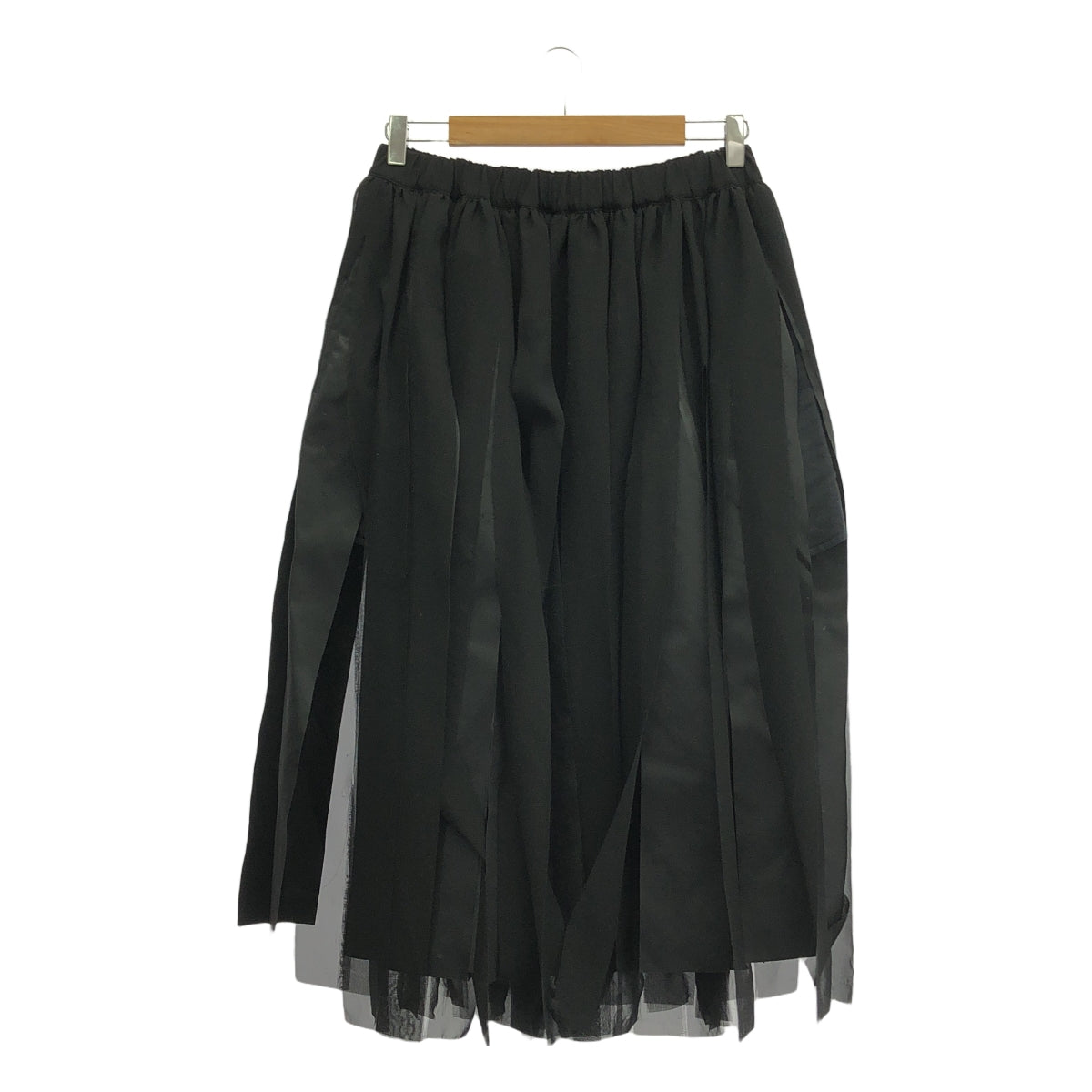 COMME des GARCONS COMME des GARCONS / Comme des | 2022SS / AD2021 | 2022SS / AD2021 |緞面與透明分層條紋剪裁半身裙| SHOPBOP S |黑色|女性的