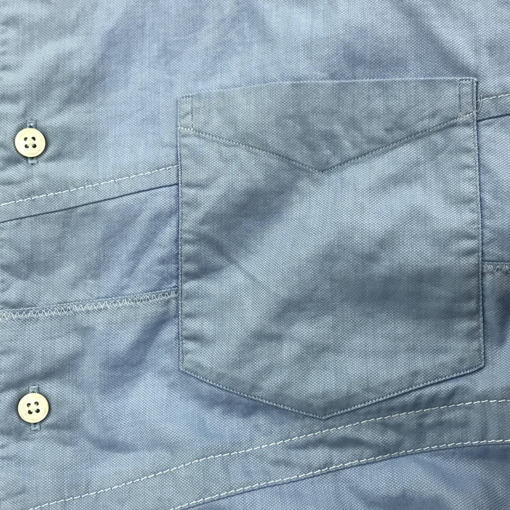 COMME des GARCONS HOMME | 2017春夏 |拼布紐扣襯衫 | S |薩克斯藍色 |男士