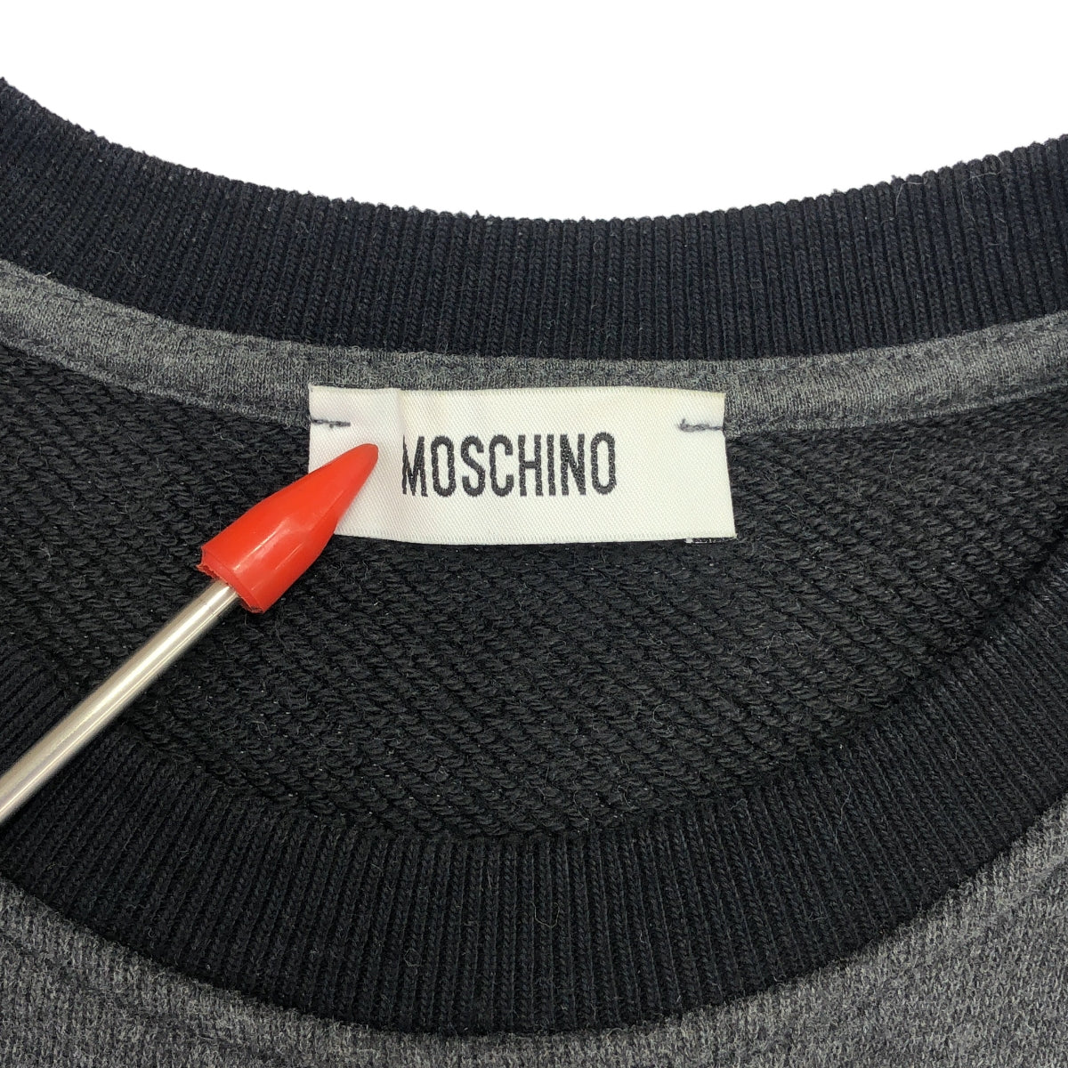 MOSCHINO / モスキーノ | ロゴ刺しゅう スウェット | 48 | グレー / ブラック | メンズ