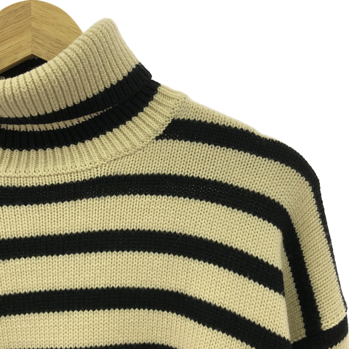 圖騰 |高領開衩針織毛衣 | M |象牙色/黑色|女性的