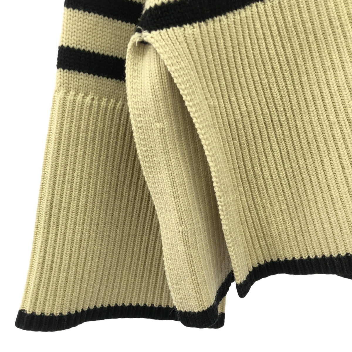 圖騰 |高領開衩針織毛衣 | M |象牙色/黑色|女性的