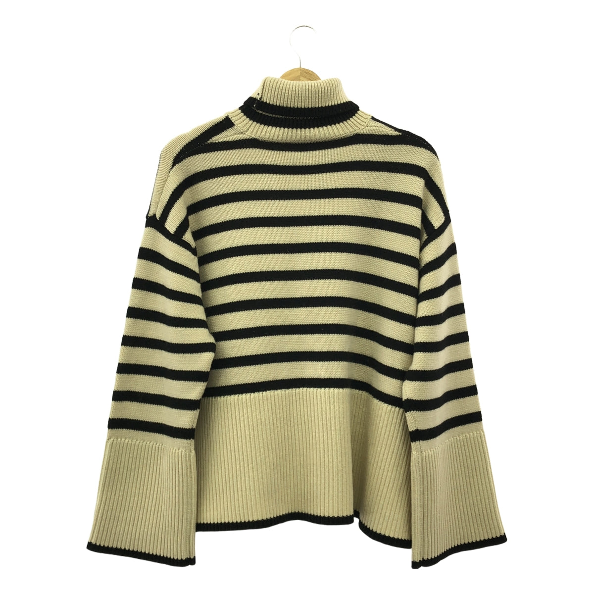 圖騰 |高領開衩針織毛衣 | M |象牙色/黑色|女性的