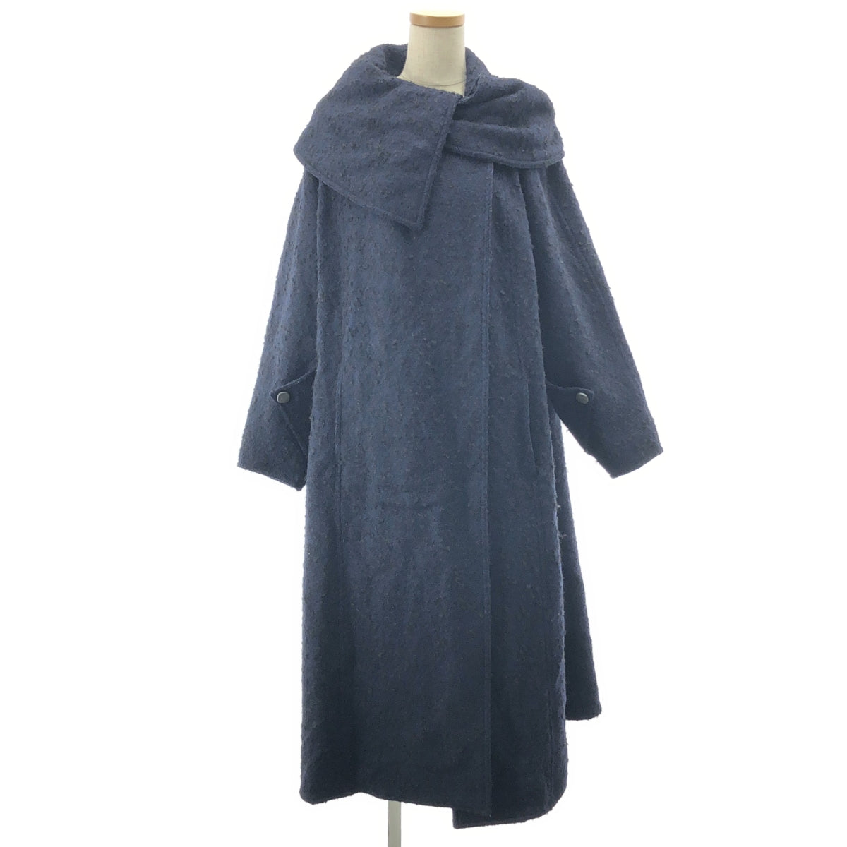 FENDI / フェンディ | ROMA FENDI365 BY CONTIR / モヘア カシミヤ混 ケープ ロングコート | 40 | ネイビー/ブラック | レディース