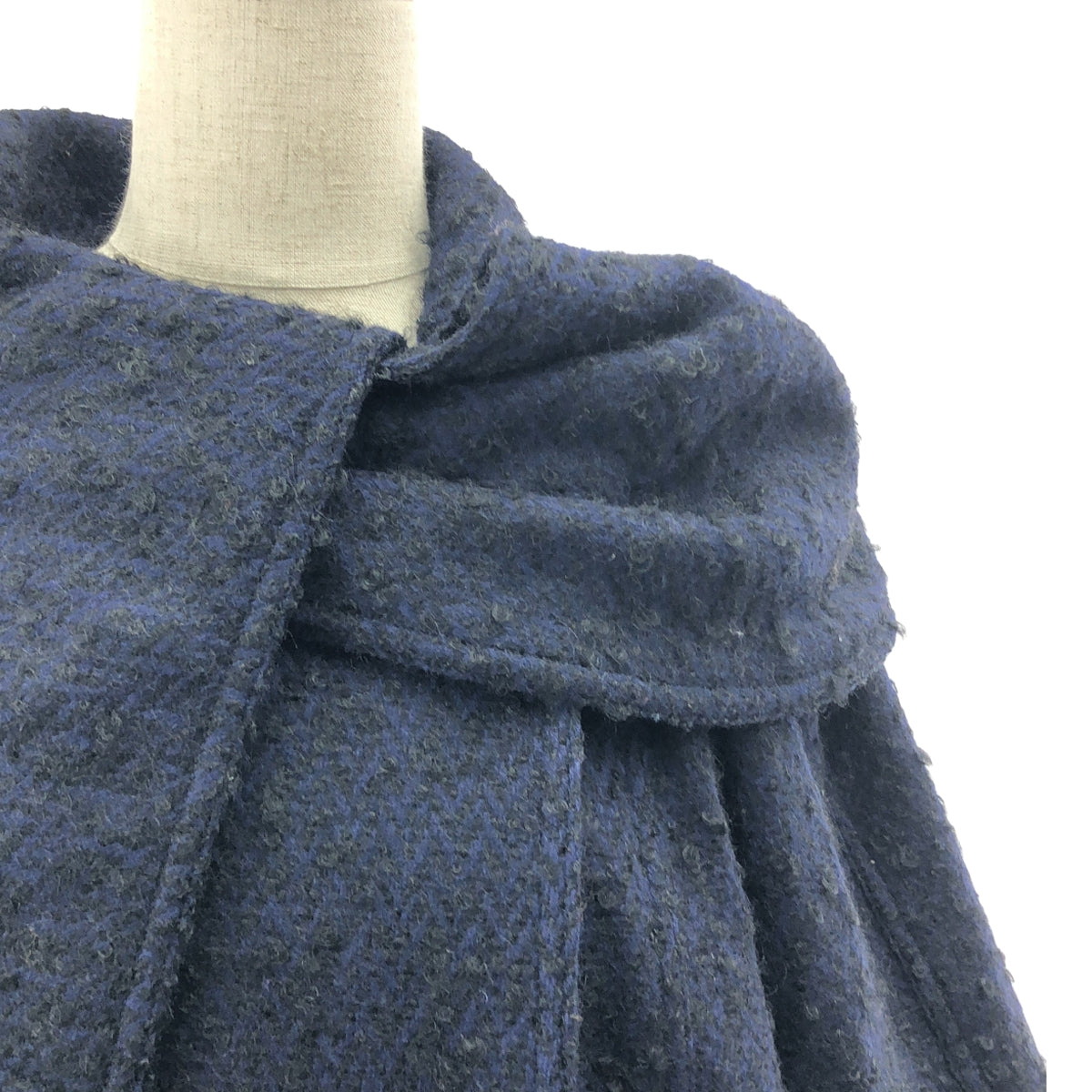 FENDI / フェンディ | ROMA FENDI365 BY CONTIR / モヘア カシミヤ混 ケープ ロングコート | 40 | ネイビー/ブラック | レディース