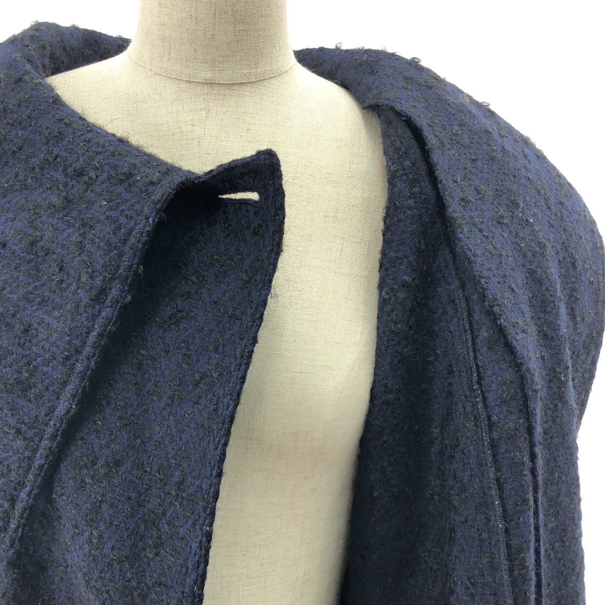 FENDI / フェンディ | ROMA FENDI365 BY CONTIR / モヘア カシミヤ混 ケープ ロングコート | 40 | ネイビー/ブラック | レディース