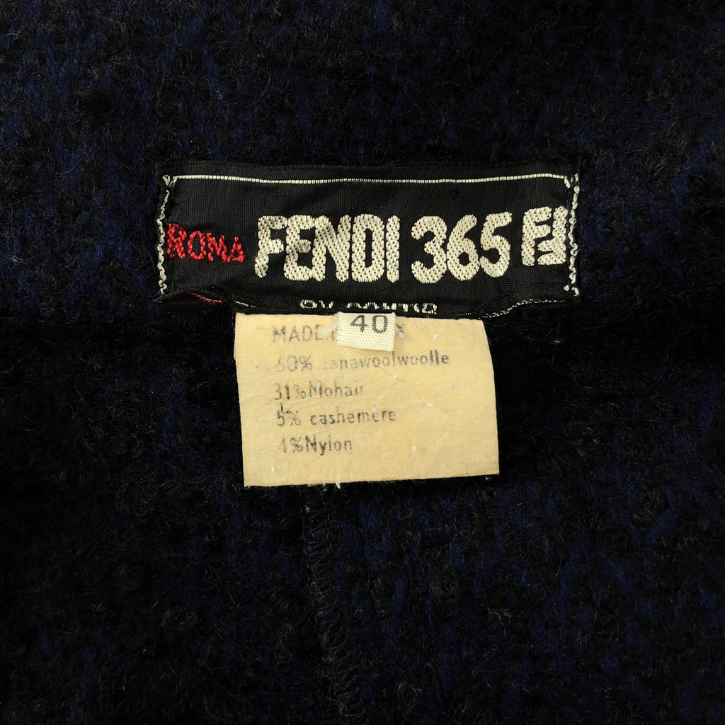 FENDI / フェンディ | ROMA FENDI365 BY CONTIR / モヘア カシミヤ混 ケープ ロングコート | 40 | ネイビー/ブラック | レディース