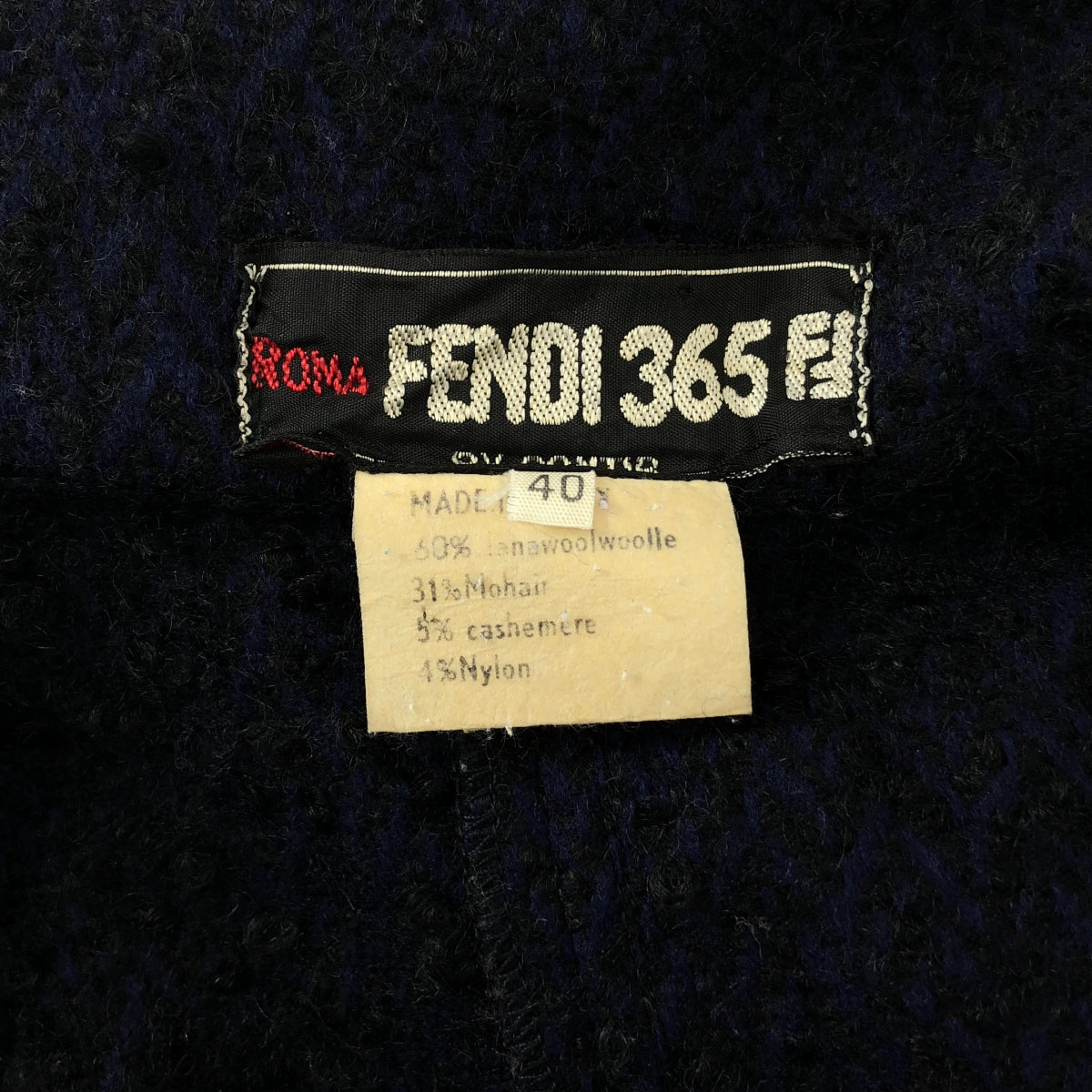 FENDI / フェンディ | ROMA FENDI365 BY CONTIR / モヘア カシミヤ混 ケープ ロングコート | 40 | ネイビー/ブラック | レディース