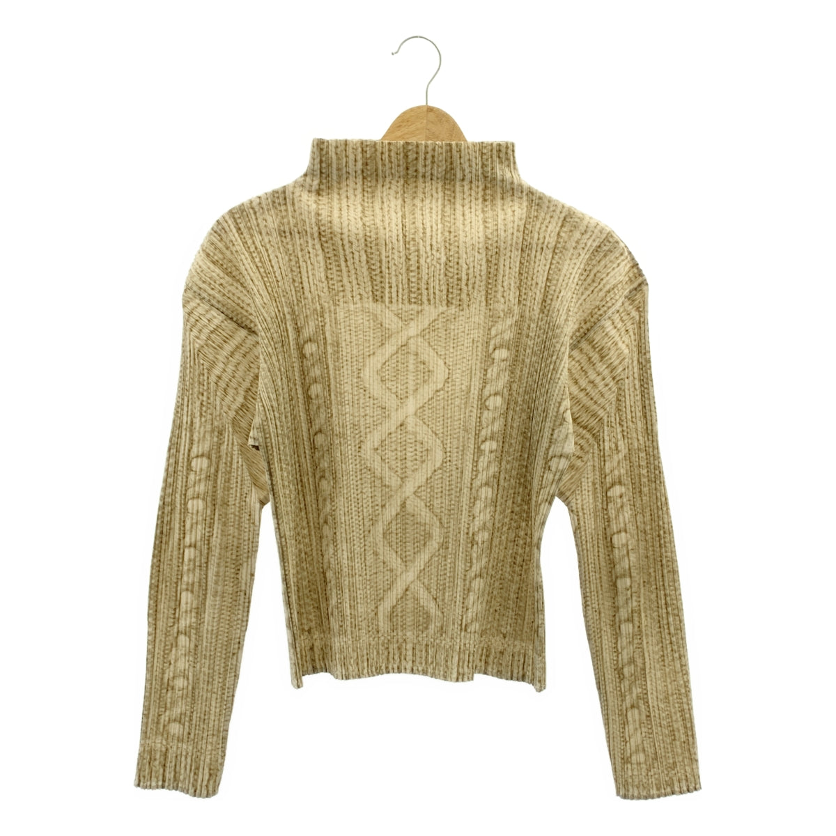 PLEATS PLEASE ISSEY MIYAKE / 주름 뿌리즈 이세이 미야케 | 주름 케이블 뜨개질 전사 프린트 병목 상판 | 3 |