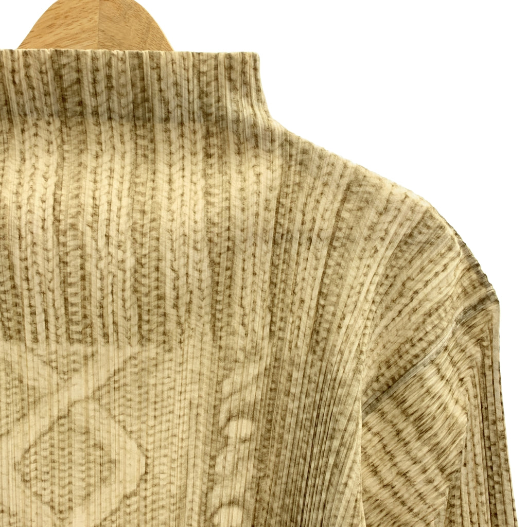 PLEATS PLEASE ISSEY MIYAKE / 주름 뿌리즈 이세이 미야케 | 주름 케이블 뜨개질 전사 프린트 병목 상판 | 3 |