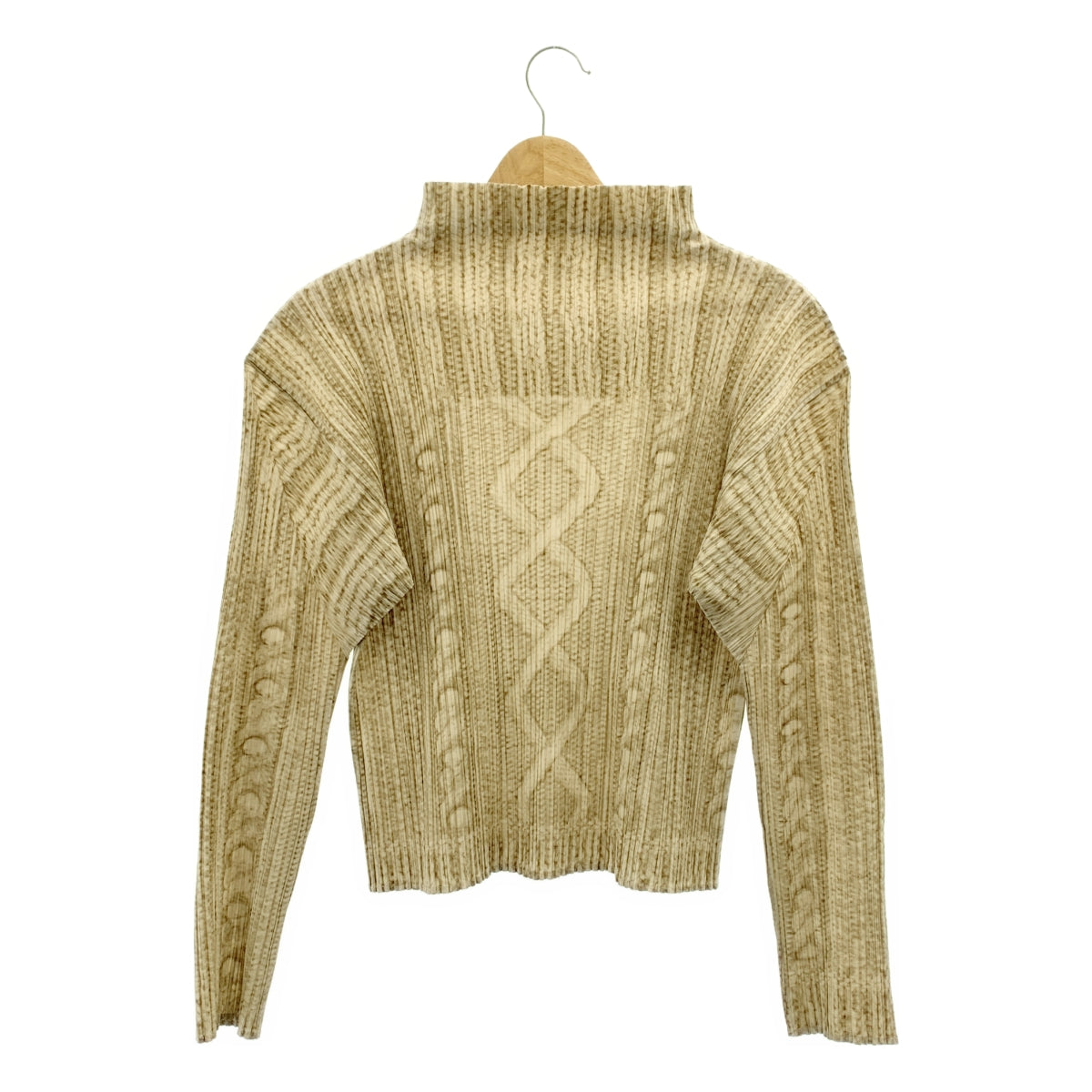 PLEATS PLEASE ISSEY MIYAKE / 주름 뿌리즈 이세이 미야케 | 주름 케이블 뜨개질 전사 프린트 병목 상판 | 3 |