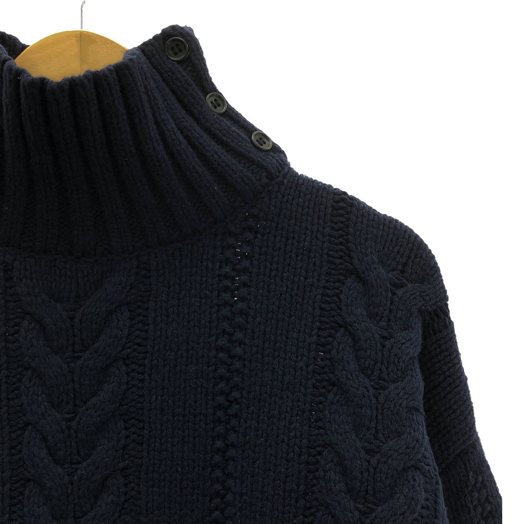 CLANE / クラネ | SHORT CABLE TURTLE KNIT TOPS ケーブルニットトップス | 2 | ネイビー | レディース