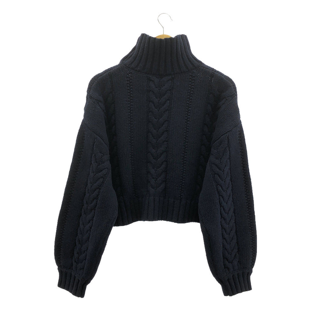 CLANE / クラネ | SHORT CABLE TURTLE KNIT TOPS ケーブルニットトップス | 2 | ネイビー | レディース