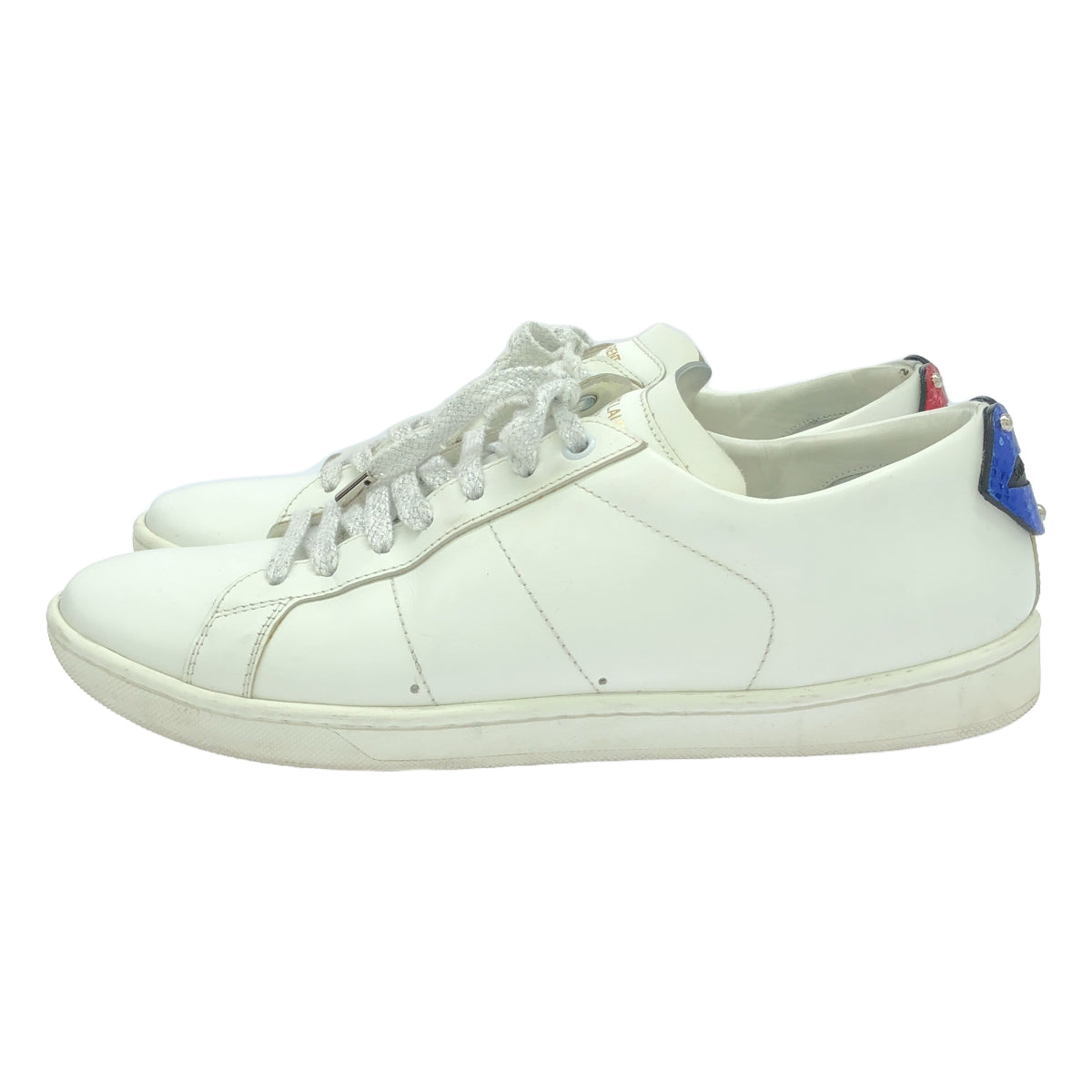 SAINT LAURENT PARIS | Leather rip low-top sneakers | 39 | White | Men's