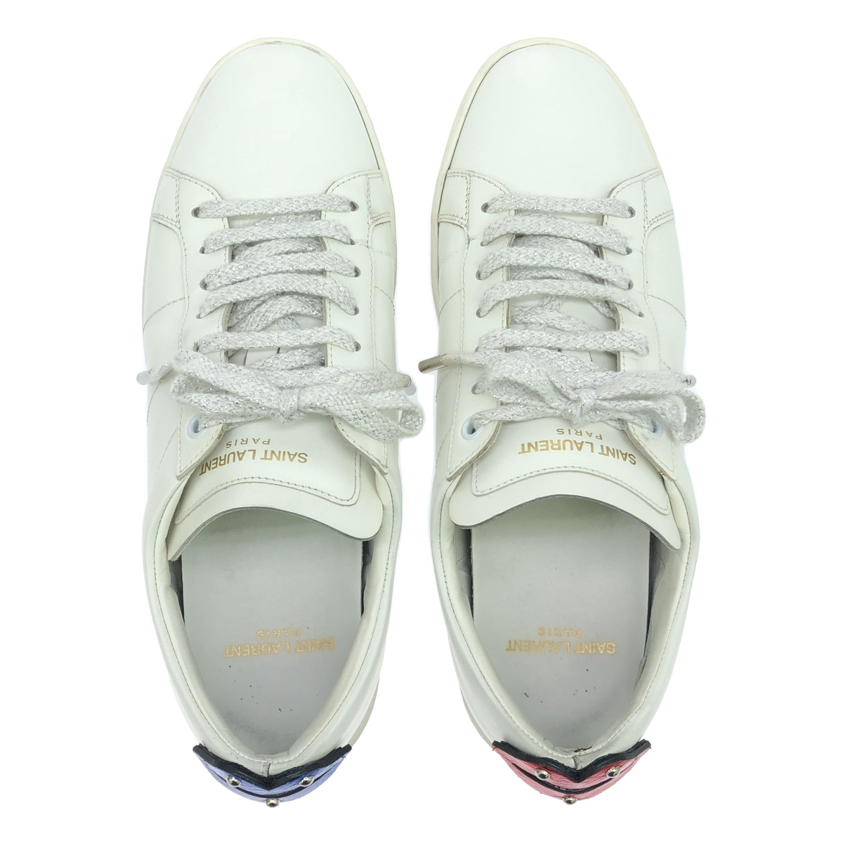 SAINT LAURENT PARIS | Leather rip low-top sneakers | 39 | White | Men's