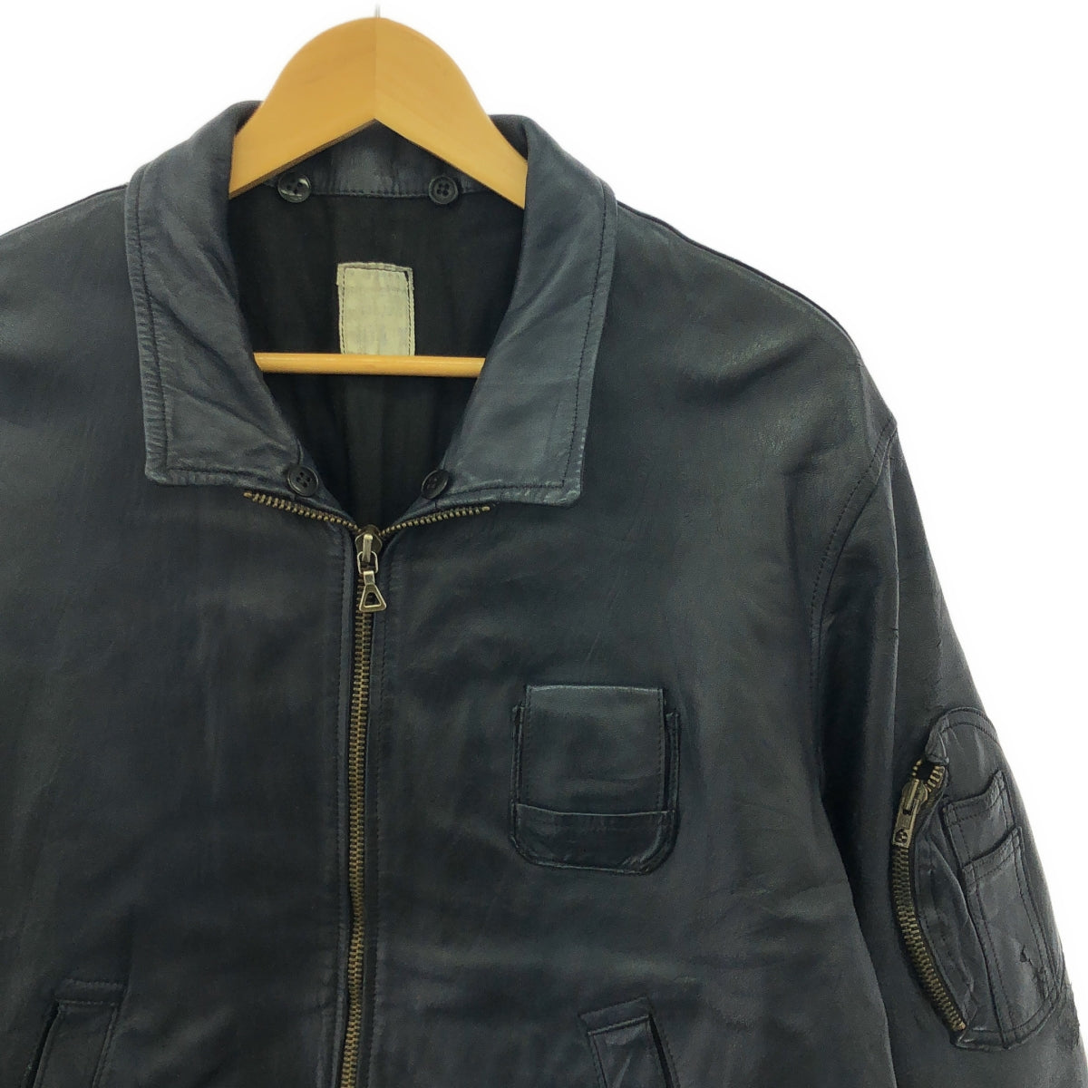 FRENCH ARMY | 70s Vintage Leather Flight Pilot Jacket | 104 | Men's