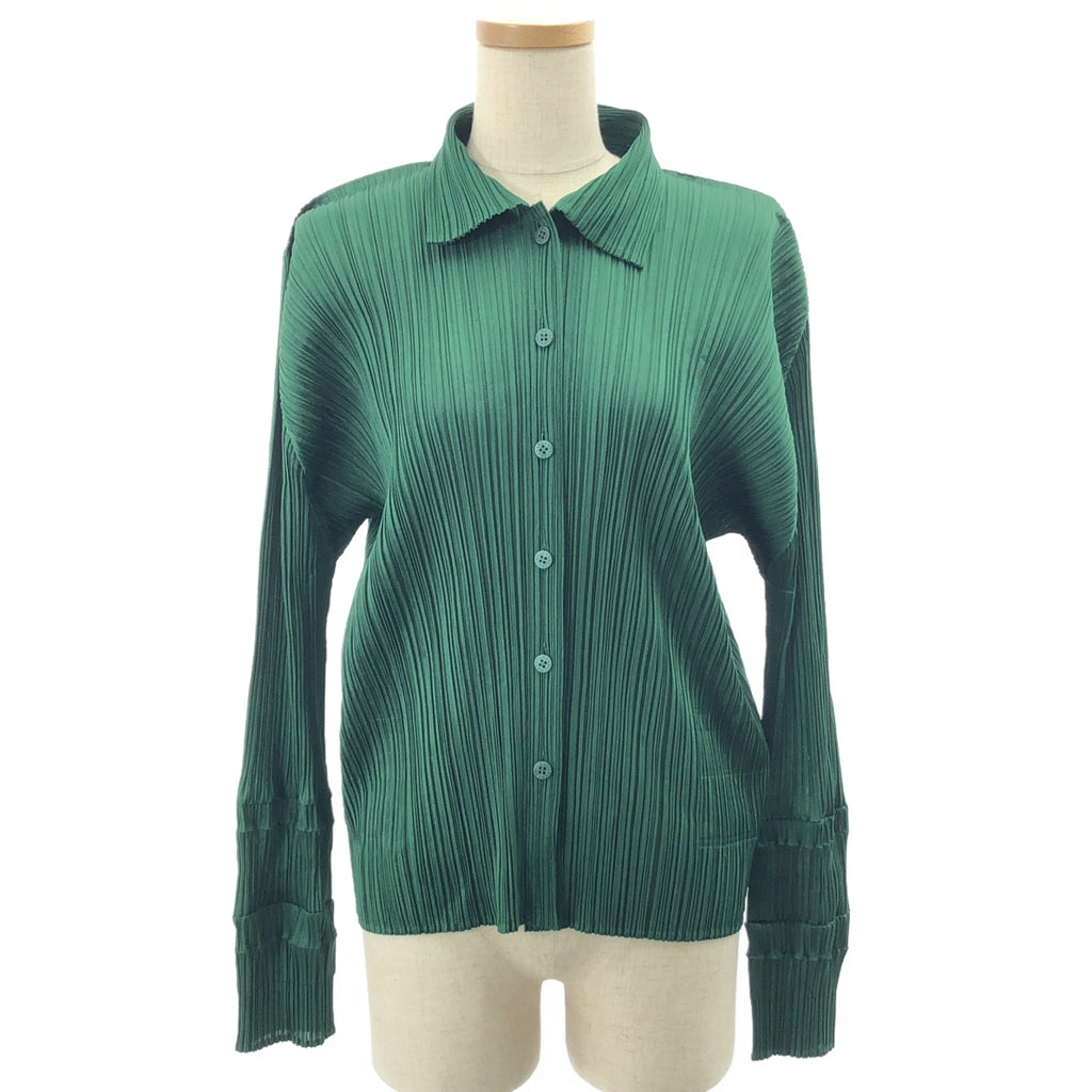 PLEATS PLEASE ISSEY MIYAKE / プリーツプリーズイッセイミヤケ | プリーツ ロングスリーブ シャツ | 4 | グリーン | レディース