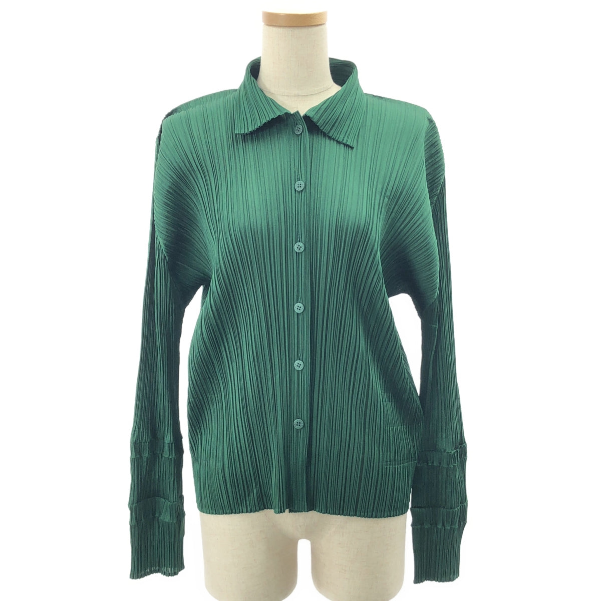 PLEATS PLEASE ISSEY MIYAKE / プリーツプリーズイッセイミヤケ | プリーツ ロングスリーブ シャツ | 4 | グリーン | レディース