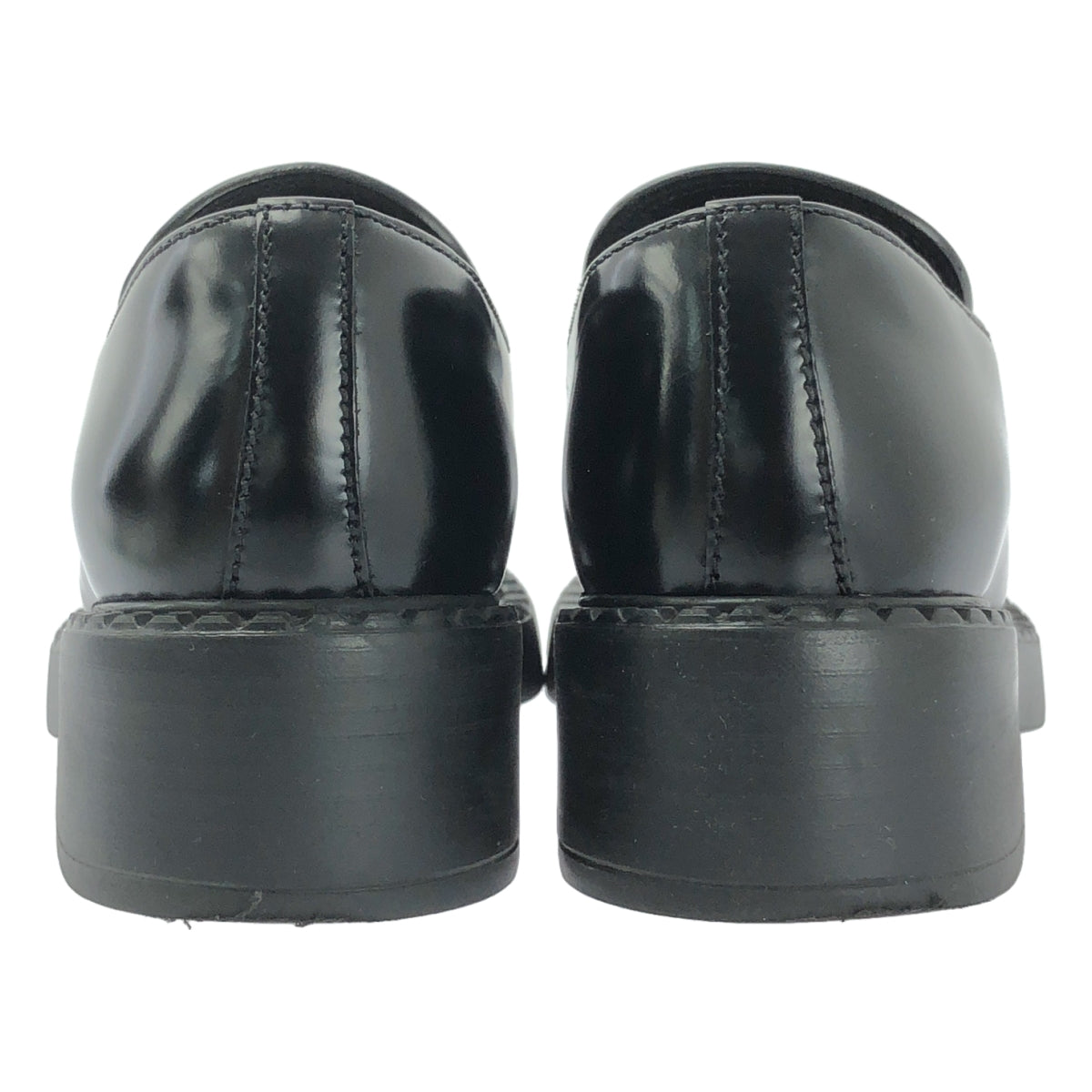 PRADA / プラダ | トライアングルロゴ チョコレート ブラッシュド レザーローファー | 36 | ブラック | レディース