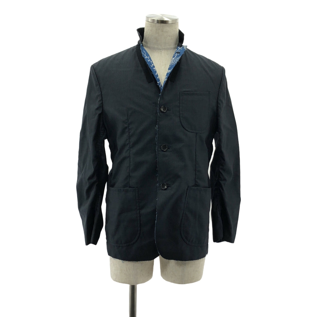 【美品】  JUNYA WATANABE MAN / ジュンヤワタナベマン | 2022SS | シルク混 リバーシブル 柄 ジャケット | XS | ネイビー系 | メンズ