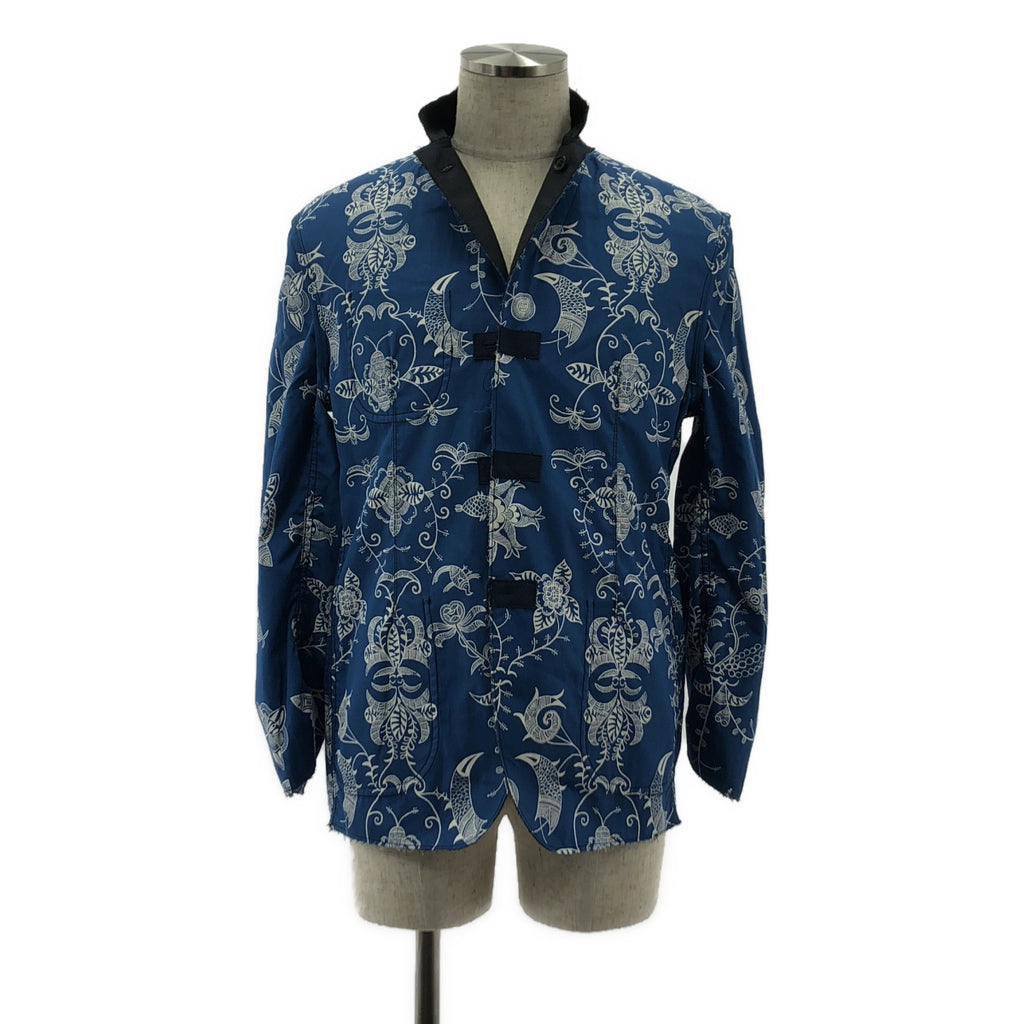 【美品】  JUNYA WATANABE MAN / ジュンヤワタナベマン | 2022SS | シルク混 リバーシブル 柄 ジャケット | XS | ネイビー系 | メンズ