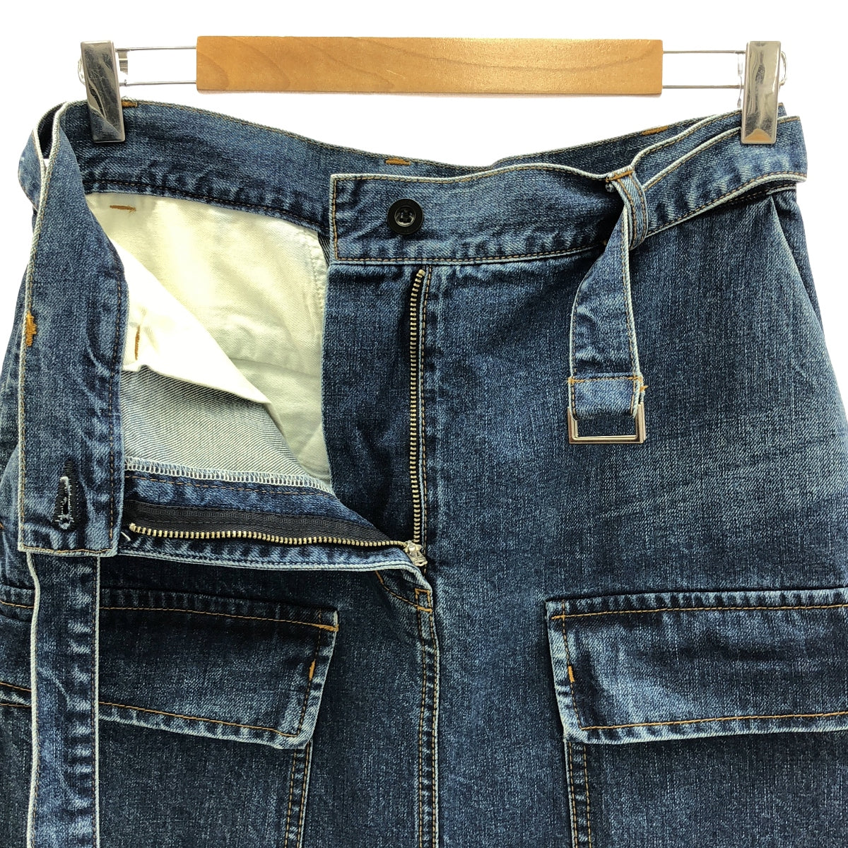 sacai / サカイ | 2023SS | ベルテッド カーゴ デニム スカート | 3 | インディゴ | レディース