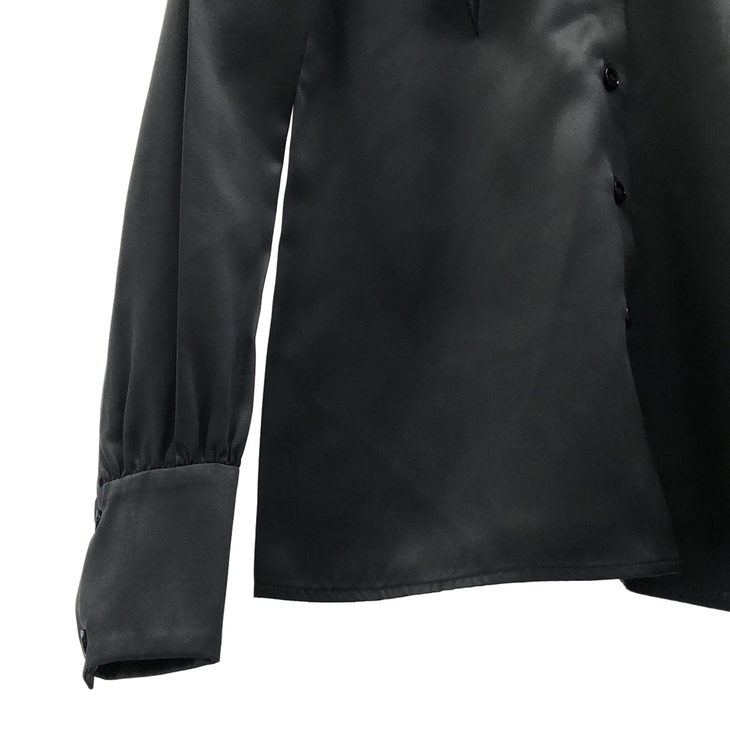 SAINT LAURENT PARIS / サンローランパリ | シルク リボン ボウタイシャツ | XS | ブラック | レディース