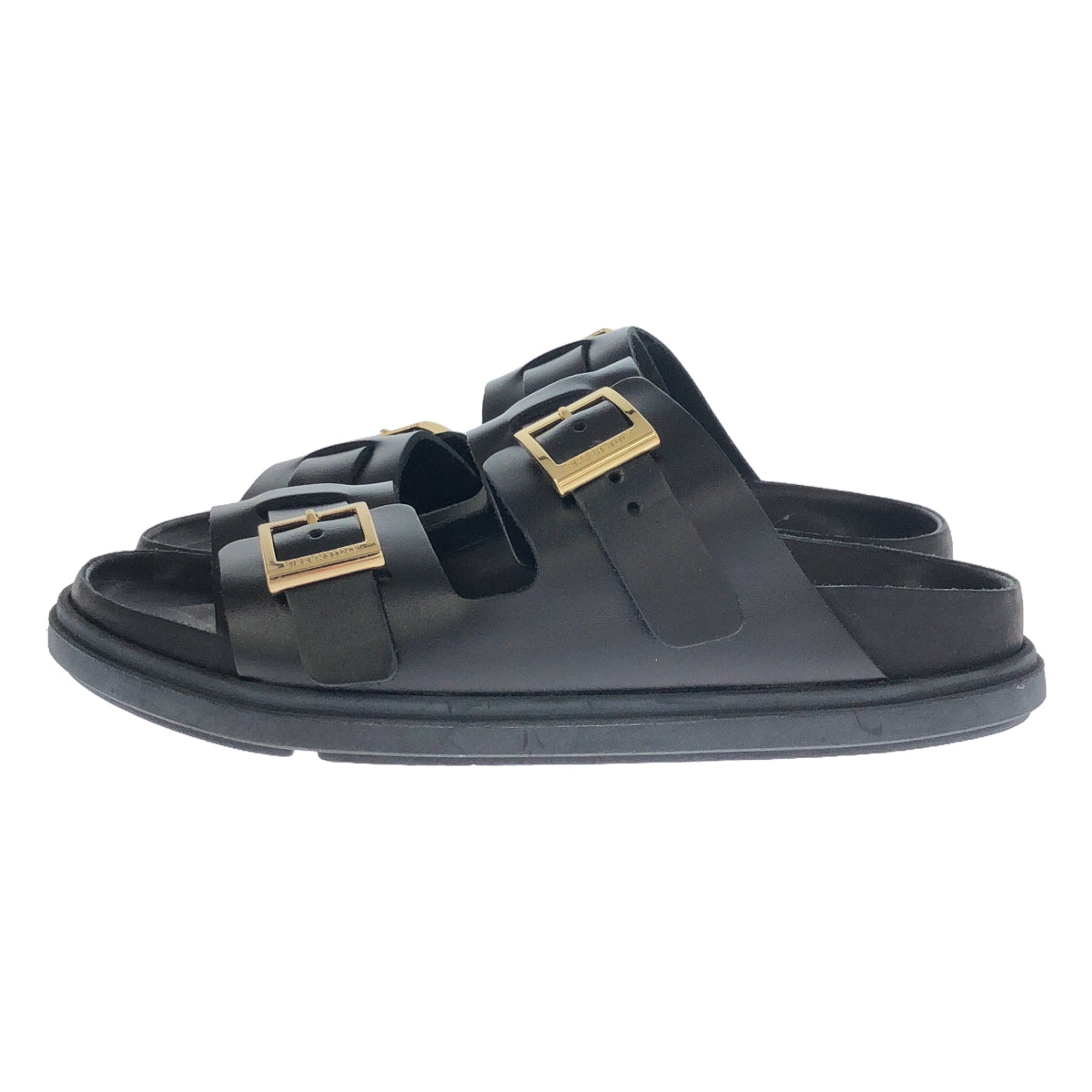 [Beautiful Condition] BIRKENSTOCK | St. Barths Natural Leather Sandals | Size 35 | Black/Gold | Women's