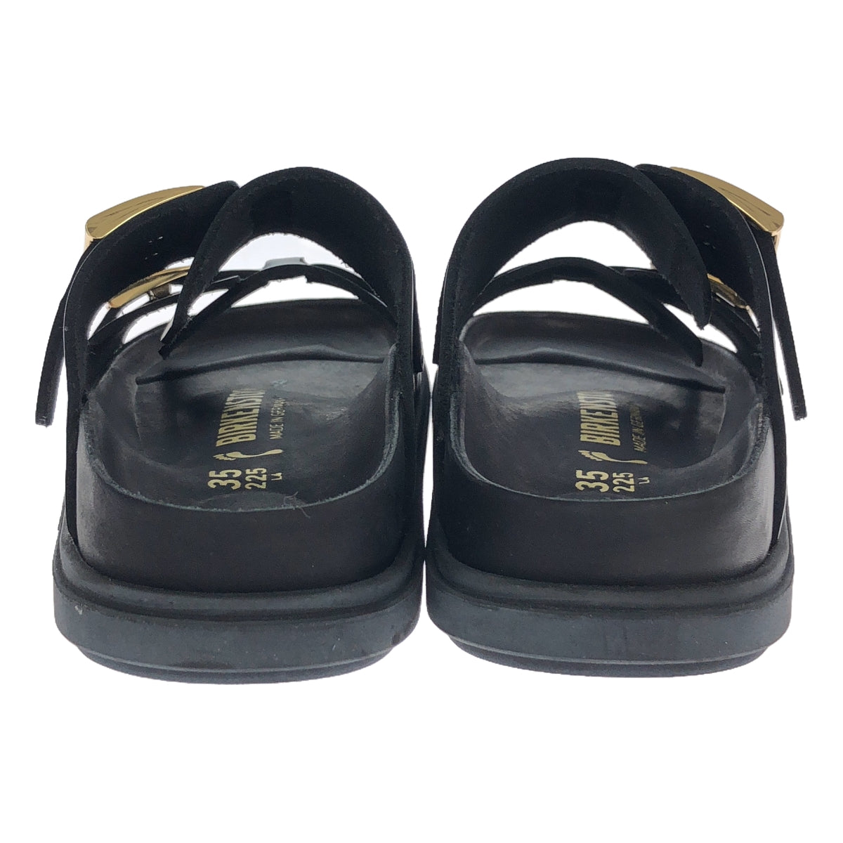 [Beautiful Condition] BIRKENSTOCK | St. Barths Natural Leather Sandals | Size 35 | Black/Gold | Women's