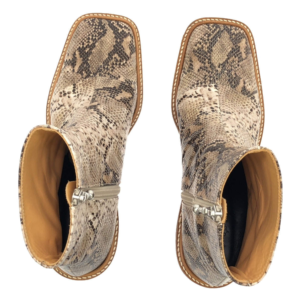 【美品】  THE Dallas / ダラス | パイソン レザー 型押し スクエアトゥ ブーツ | 38 | ブラウン | レディース