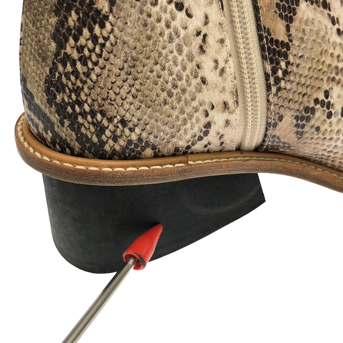 【美品】  THE Dallas / ダラス | パイソン レザー 型押し スクエアトゥ ブーツ | 38 | ブラウン | レディース