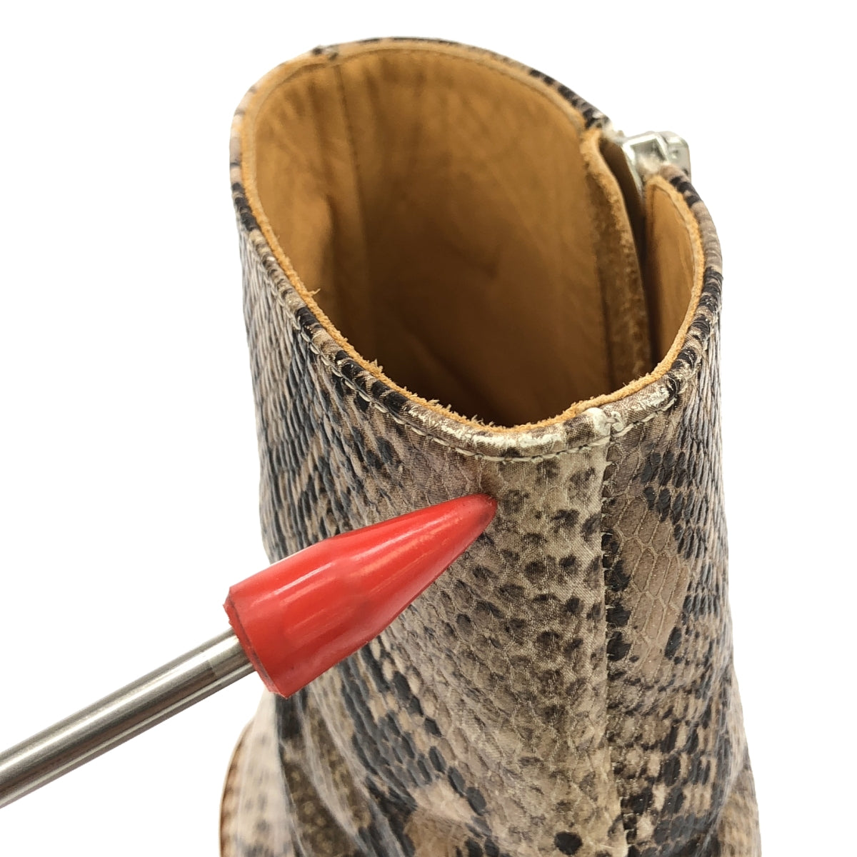 【美品】  THE Dallas / ダラス | パイソン レザー 型押し スクエアトゥ ブーツ | 38 | ブラウン | レディース