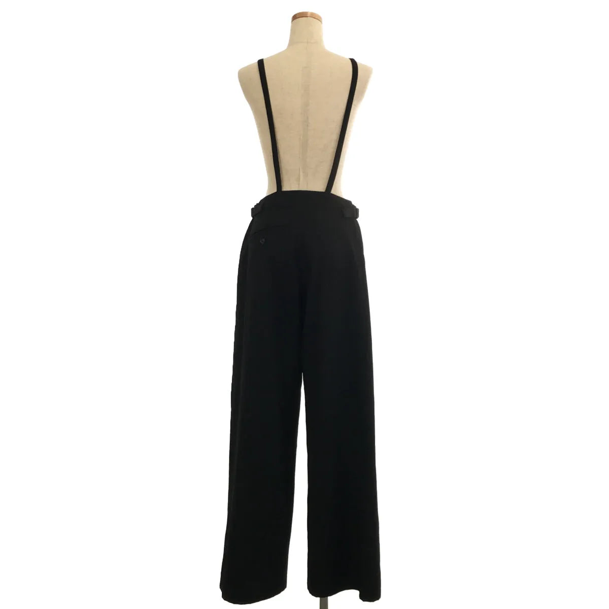 [品相良好] Yohji Yamamoto FEMME |附吊帶、側開衩、調配、寬褲的工裝褲 |黑色 |女性的