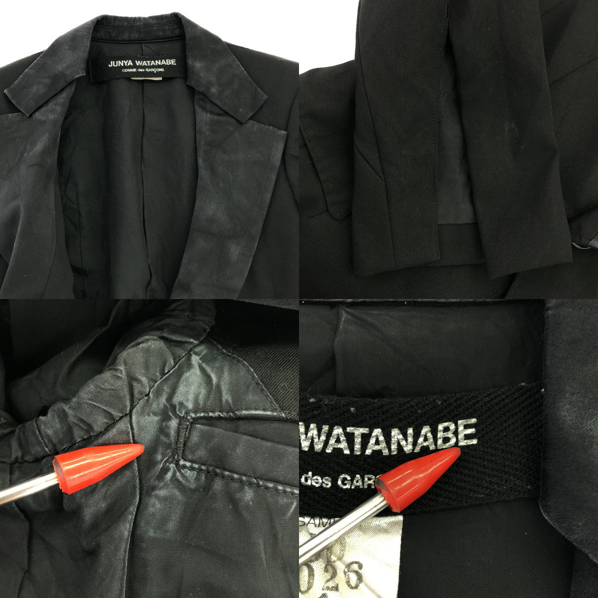 JUNYA WATANABE COMME des GARCONS / 준야와타나베 | 다른 소재 전환 싱글 브레스트 재킷 / 총 안감 | 블랙 | 여성