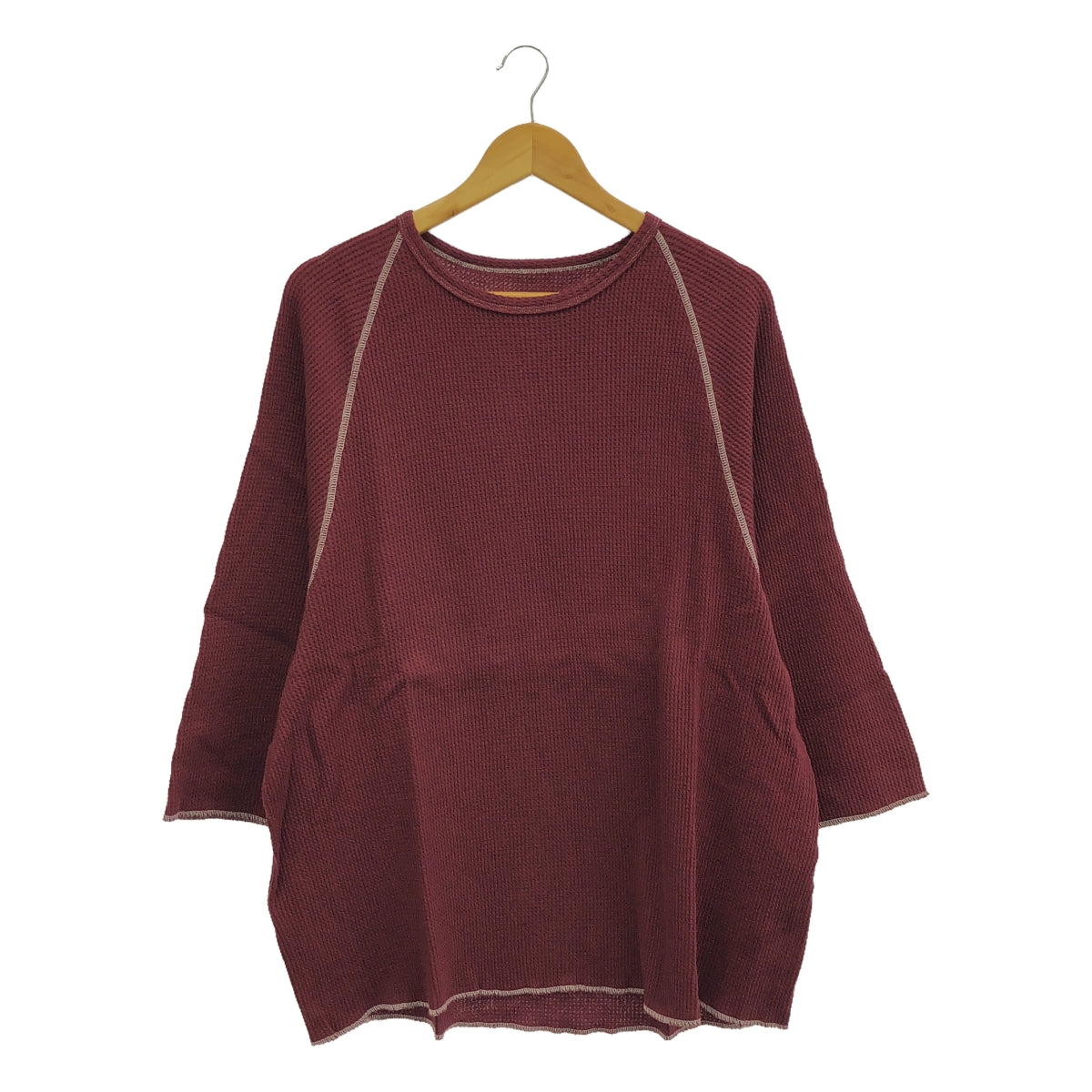 【新品】  prasthana / プラスターナ | waffle wide sleeve Tシャツ | M | バーガンディー | メンズ