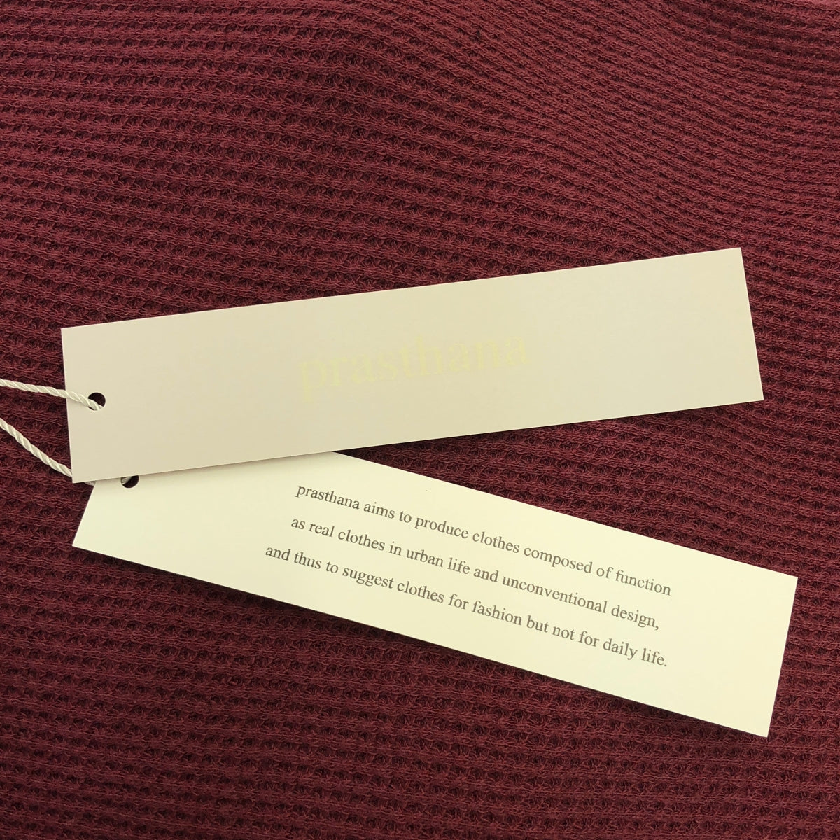 [新] prasthana / Prasthana |華夫格寬袖T卹 | M |勃根地 |男士