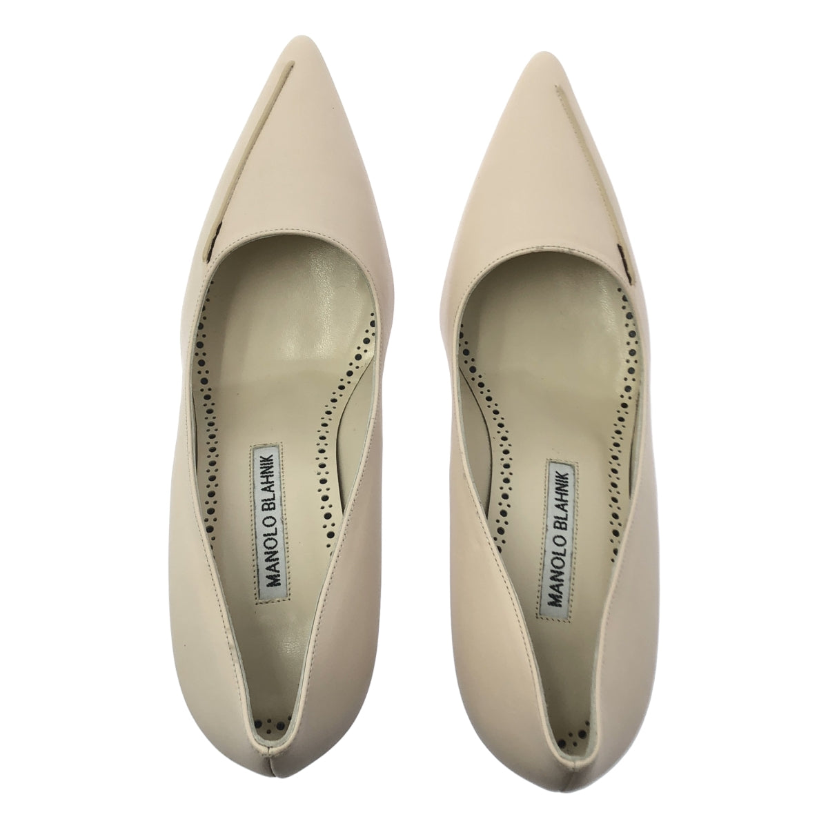 【成色極佳】MANOLO BLAHNIK | 真皮尖頭高跟鞋 | 36碼 | 米色 | 女士