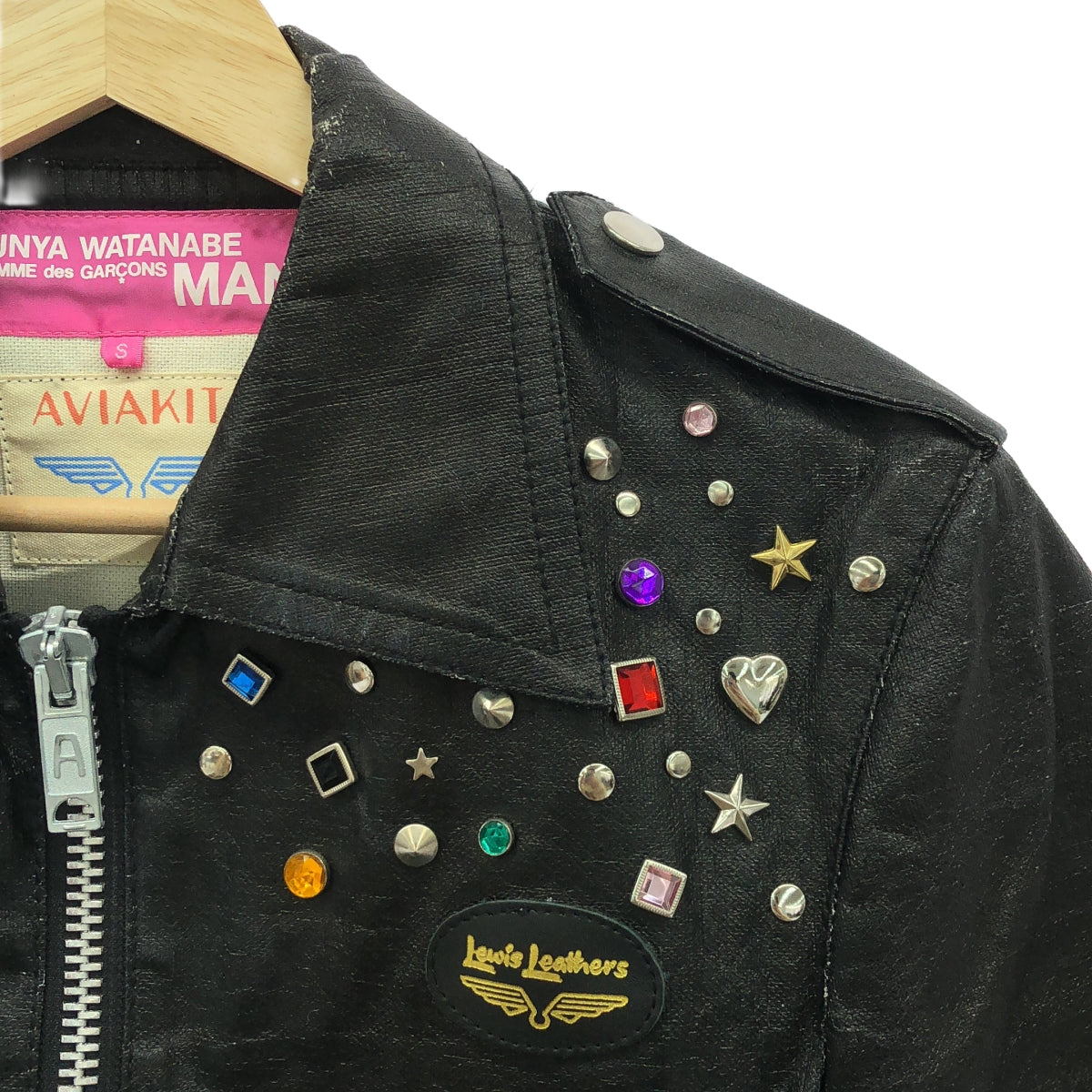 JUNYA WATANABE MAN PINK | 2002SS | COMME des GARCONS / × Lewis Leathers / Lewis Leathers Beaded Riders Jacket | S | Women's