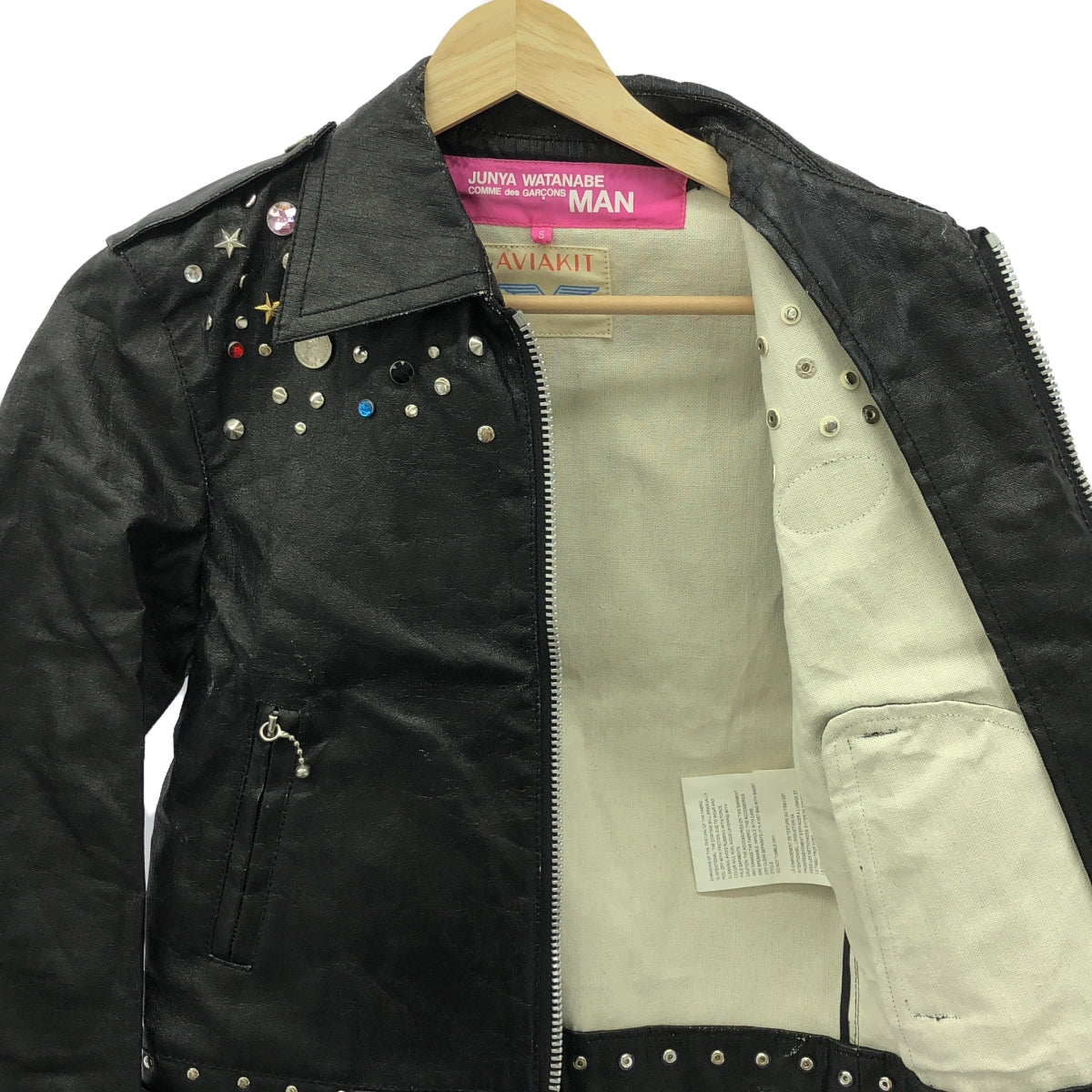 JUNYA WATANABE MAN PINK | 2002SS | COMME des GARCONS / × Lewis Leathers / Lewis Leathers Beaded Riders Jacket | S | Women's