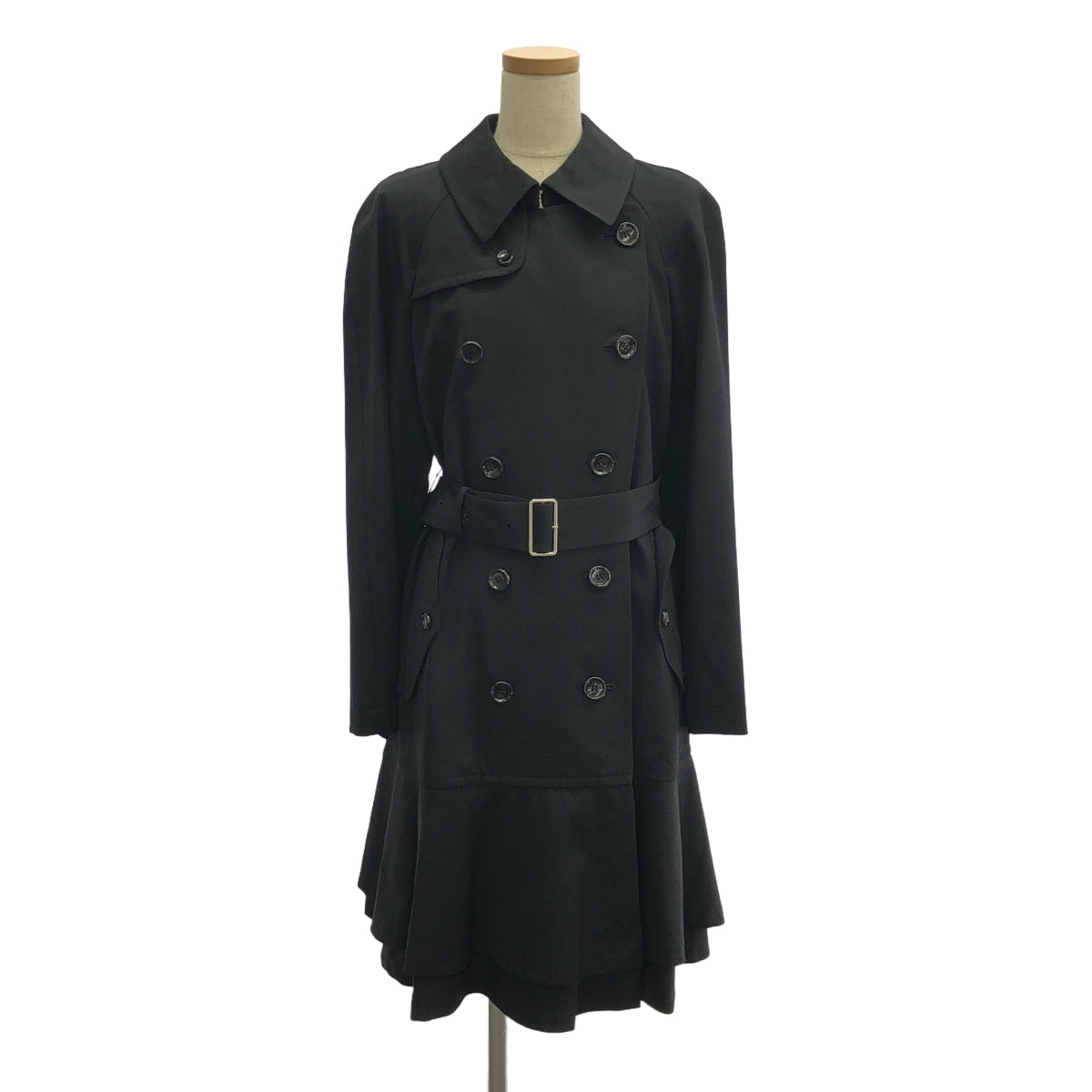 COMME des GARCONS COMME des GARCONS / 콤콤 | 벨티드 트렌치 롱 코트 | M | 블랙 | 여성