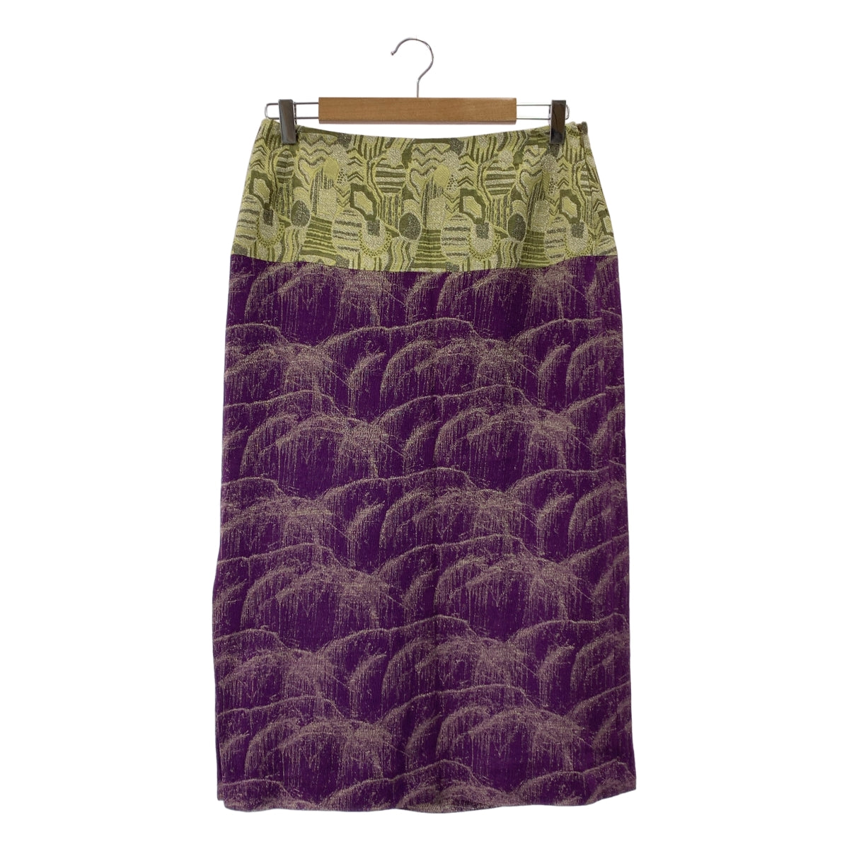 DRIES VAN NOTEN / ドリスヴァンノッテン | 2018SS | シルク ジャガード切替 ロングスカート | 38 |