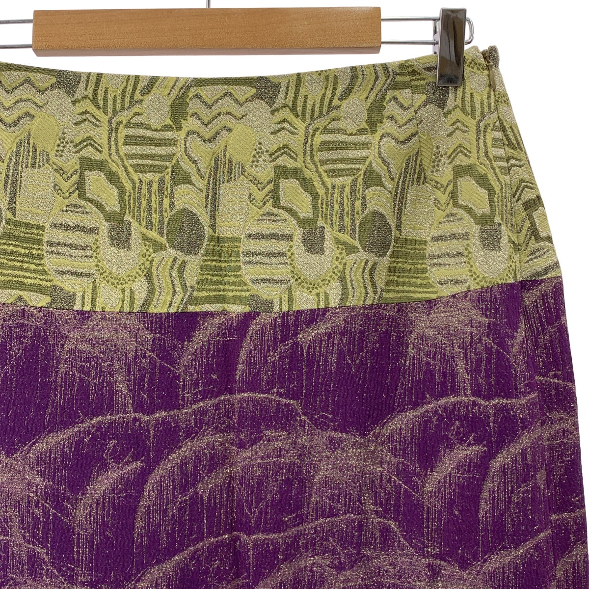 DRIES VAN NOTEN / ドリスヴァンノッテン | 2018SS | シルク ジャガード切替 ロングスカート | 38 |