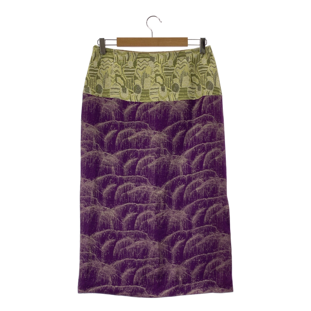 DRIES VAN NOTEN / ドリスヴァンノッテン | 2018SS | シルク ジャガード切替 ロングスカート | 38 |