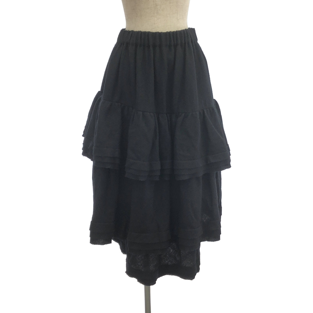 [狀況極佳] noir kei ninomiya | 2024 秋冬 | 羊毛層疊長裙 | S碼 | 黑色 | 女款