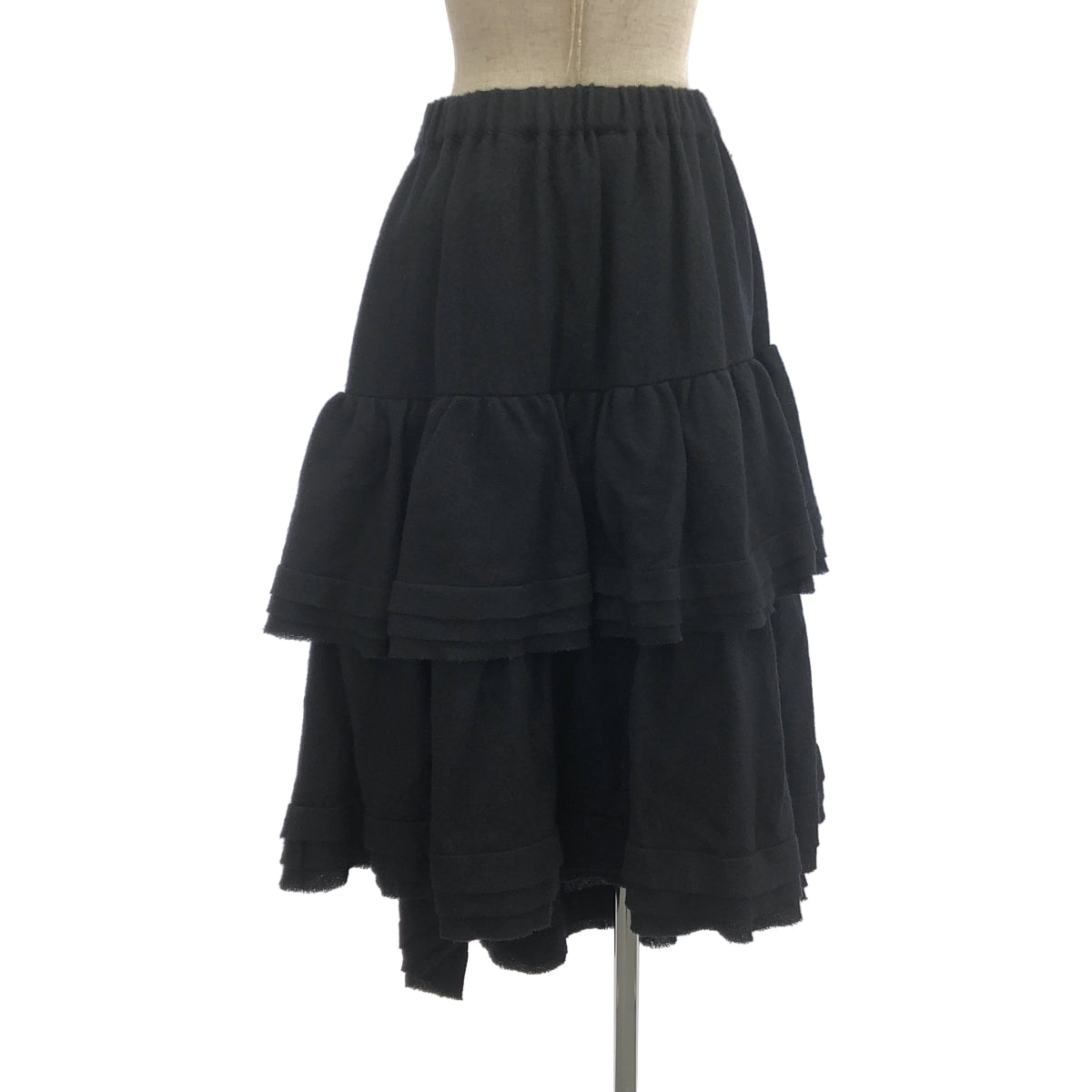 [狀況極佳] noir kei ninomiya | 2024 秋冬 | 羊毛層疊長裙 | S碼 | 黑色 | 女款