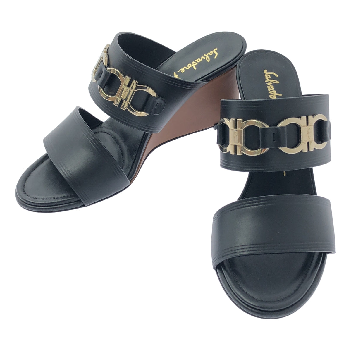 Salvatore Ferragamo / 살바토레 페라가모 | CHAIM 70 더블 간치니 웨지 샌들 | 8 |