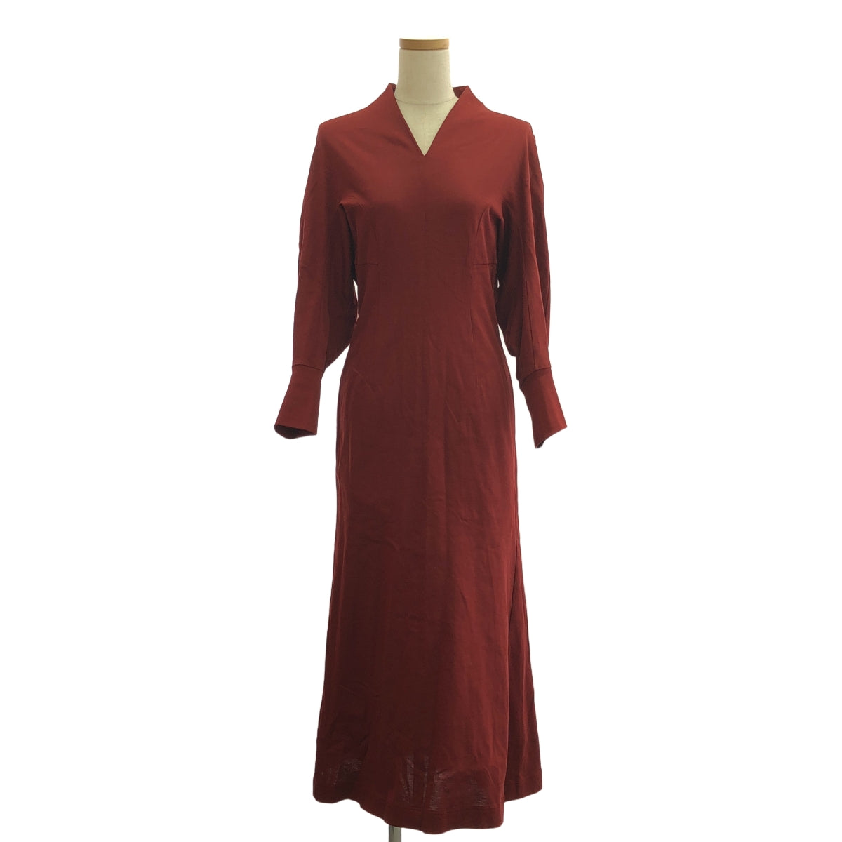 Mame Kurogouchi / マメクロゴウチ | 2022AW | V-Neck Classic Cotton Dress Vネックドレス ワンピース | 1 | テラコッタ | レディース