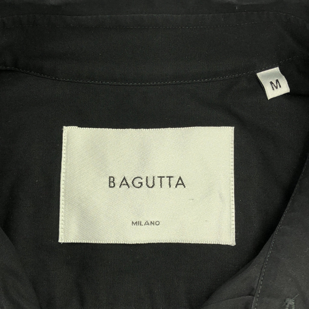 Bagutta / 바구타 | 워시드 코튼 타자기 솔리드 오버사이즈 셔츠 | M | 블랙 | 남성
