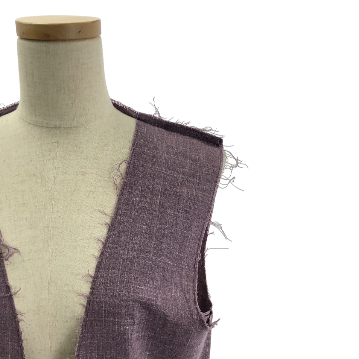 【美品】  GABRIELA COLL GARMENTS / ガブリエラコールガーメンツ | LOLO PIANA FINE WOOL V NECK DRESS ロロピアーナ カットオフ ワンピース | 1 | パープル | レディース