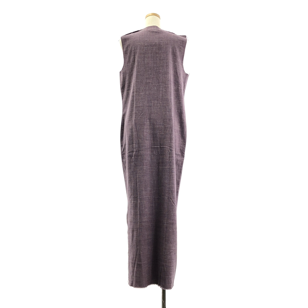 【美品】  GABRIELA COLL GARMENTS / ガブリエラコールガーメンツ | LOLO PIANA FINE WOOL V NECK DRESS ロロピアーナ カットオフ ワンピース | 1 | パープル | レディース