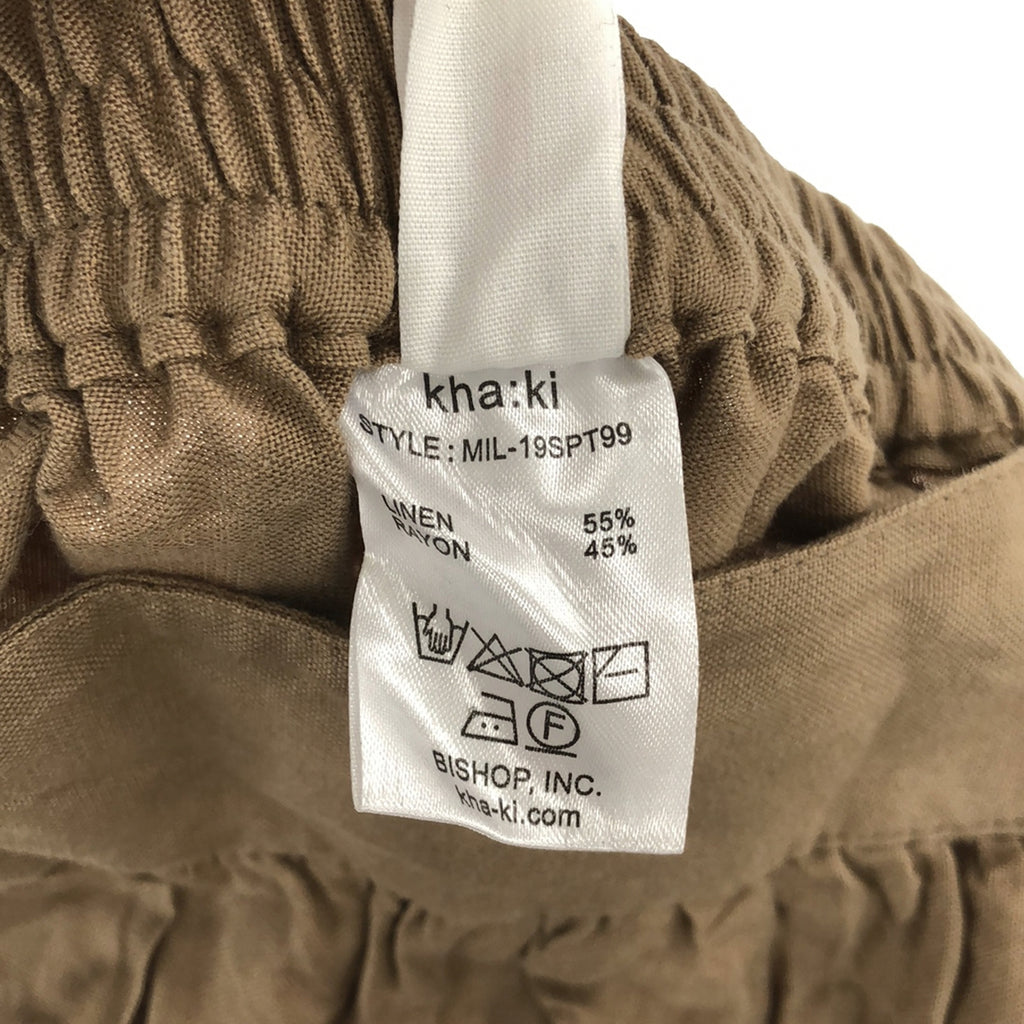 kha:ki / 卡其色 | CRINKEL WIDE PANTS 亞麻褶皺寬褲 | 1 |米色 |女性的